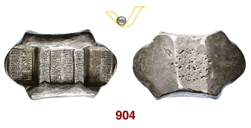 CINA - Yunnan Dinastia Qing (XIX Sec.) 5 Tael "saddle-pack" Sycee. Ag g 198,10