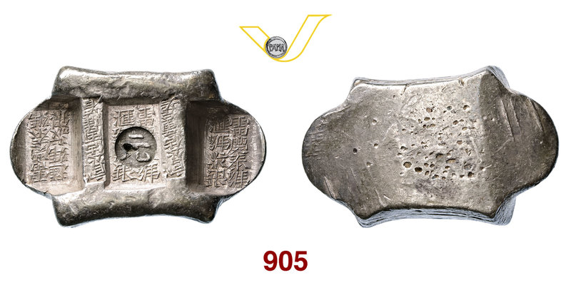 CINA - Yunnan Dinastia Qing (XIX Sec) 5 Tael "saddle-pack" Sycee. Ag g 189,02 • ...