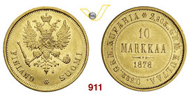 FINLANDIA ALESSANDRO II (1855-1881) 10 Markkaa 1878. Fb. 4 Au g 3,23 q.FDC