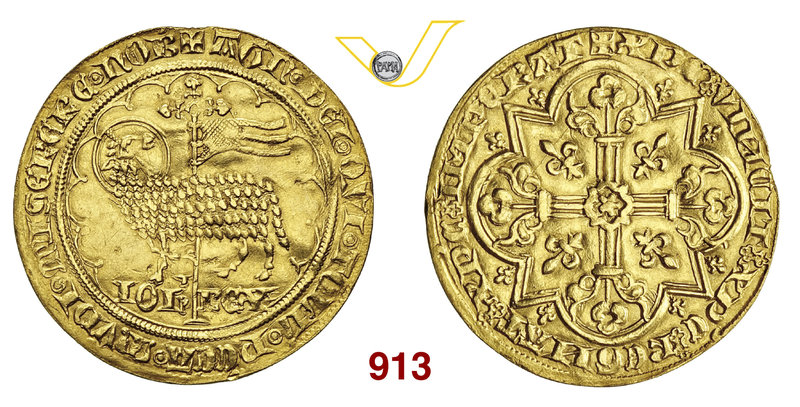 FRANCIA JEAN II LE BON (1350-1364) Mouton d'or. D/ Montone e vessillo R/ Croce c...
