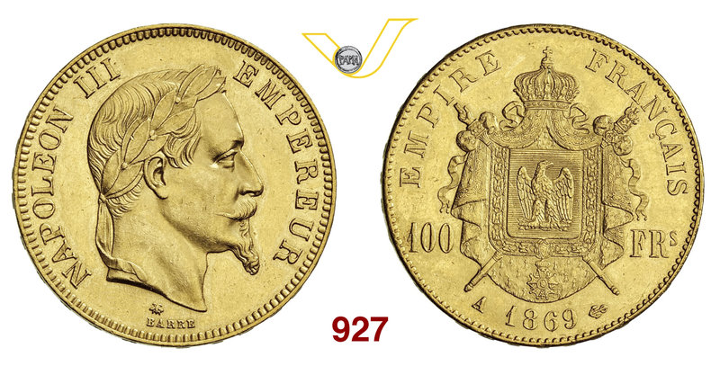 FRANCIA NAPOLEONE III (1852-1870) 100 Franchi 1859, Parigi. Fb. 580 Au g 32,25 S...