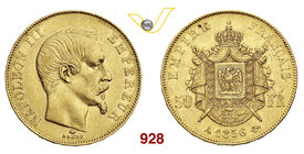FRANCIA NAPOLEONE III (1852-1870) 50 Franchi 1856 A, Parigi. Kr. 785.1 Au g 16,10 BB÷SPL