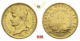 GERMANIA - Westfalia GEROLAMO NAPOLEONE (1807-1813) 20 Franchi 1808 C, Cassel. Fb. 3517 Au g 6,35 MB