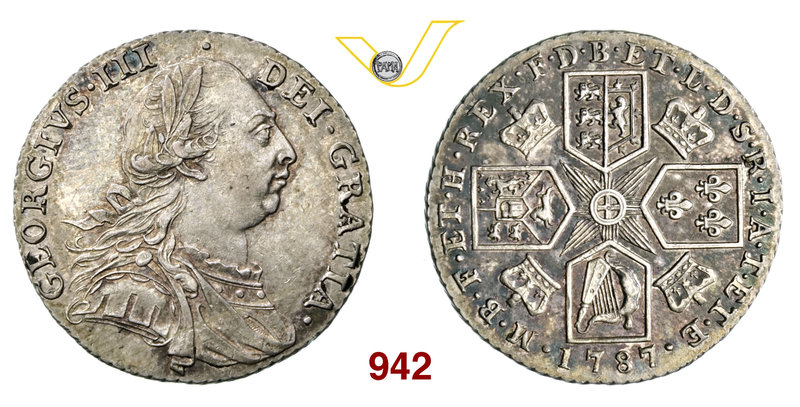 GRAN BRETAGNA GIORGIO III (1760-1820) Scellino 1787. Spink 3746 Kr. 607.1 Ag g 6...