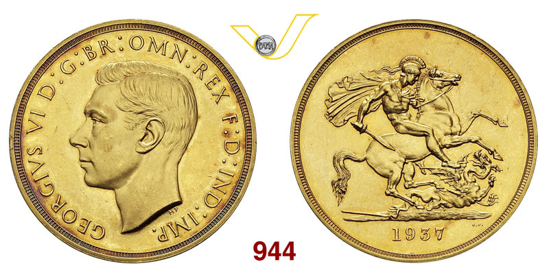 GRAN BRETAGNA GIORGIO VI (1937-1953) Serie 1937 composta da 5 Pounds, 2 Pounds, ...