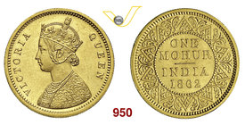 INDIA VITTORIA (1837-1901) 1 Mohur 1862. Fb. 1598 Au g 11,64 • Bellissimi rilievi ma sul bordo segni di lima SPL÷FDC