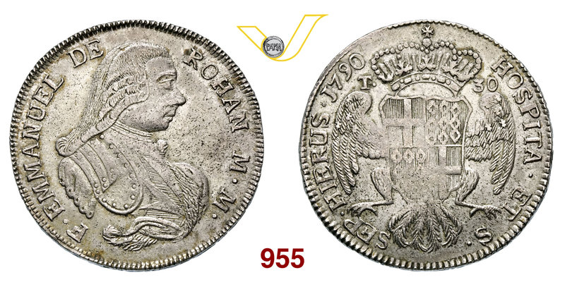 MALTA EMANUEL DE ROHAN (1775-1797) 30 Tarì 1790. Restelli/Sammut 5 Ag g 29,36 q....