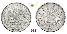 MESSICO 8 Reales 1897, Zacatecas. Kr. 377.13 Ag g 27,06 q.FDC