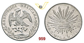 MESSICO 8 Reales 1896, Culiacan. Ag g 26,80 • Fondi speculari; lievi hairlines al dritto q.FDC