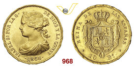 SPAGNA ISABELLA II (1833-1868) 10 Escudos 1866. Fb. 336 Au g 8,40 q.FDC