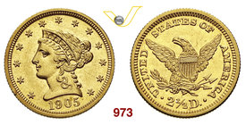 U.S.A. 2,5 Dollari 1905. Au g 4,19 • Fondi speculari "prooflike" SPL÷FDC