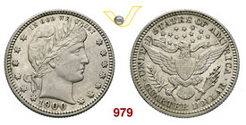U.S.A. 1/4 Dollaro 1900. Ag g 6,30 SPL