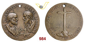 (1626) Medaglia religiosa. D/ Busti affrontati di S. Pietro e S. Paolo R/ Croce. Ae Ø 70 Molto rara • Foro di sospensione BB
