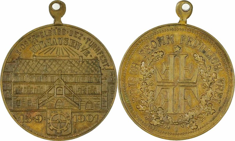 Deutschland
 Tragbare Bronzemedaille 1901 a.d. 1. Oberelsässische Bezirksturnfe...
