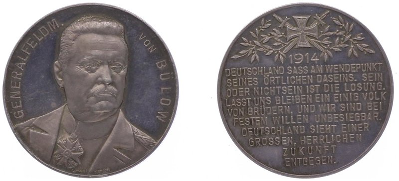 Deutschland
 Ag - Medaille 1914 auf Generalfeldmarschall von Bülow. Brustbild v...