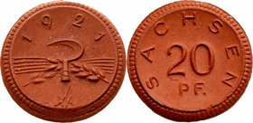 Deutschland
 20 Pfennig 1921 Meissen. 1,5g. 20mm, Scheuch 798a stgl