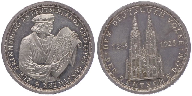 Deutschland
 Ag - Medaille 1928 auf den Kölner Dom 1248 - 1928 Cologne Cathedra...