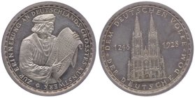 Deutschland
 Ag - Medaille 1928 auf den Kölner Dom 1248 - 1928 Cologne Cathedral, v.O.Glöckler, Dm 37 mm. 24,88g. Weiler 377 stgl