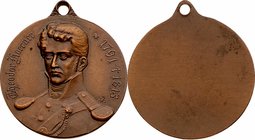 Deutschland
 Bronzemedaille ohne Jahr einseitig mit Öse, Theodor Koerner auf seinen Tod 1791 - 1813 mit 22 Jahren, von BHM-Pforzheim. 8,20g. 28 mm vz...