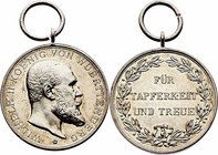 Deutschland
 Silbermedaille ohne Jahr für Tapferkeit und Treue, WW1, Brustbild nach rechts, Dm 28,5 mm, mit Original Öse. 11,96g. OEK 3035 vz/stgl
