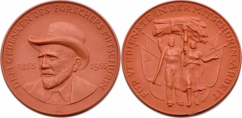 Deutschland
 Porzellanmedaille ohne Jahr DDR, 1855 - 1955, a.d. 100 jährige Jub...