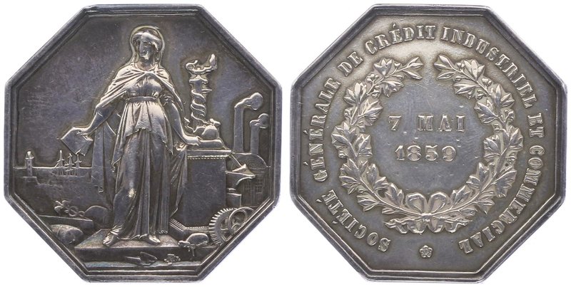 Frankreich Napoleon III. 1852 - 1870
 Ag - Jeton 1859 Etablissements Financiers...