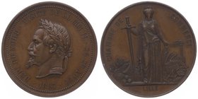 Frankreich Napoleon III. 1852 - 1870
 Br - Medaille 1867 Chambre de Commerce de Lille, von A. Borrel & Chaplain, Dm 37,5 mm. Paris. 20,28g vz