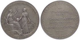 Frankreich Napoleon III. 1852 - 1870
 Weißmetall Medaille 1869 von o. Poty , Dm 43 mm. 40,10g vz