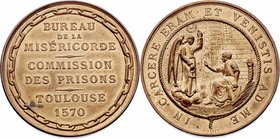 Frankreich
 Bronzemedaille 1570/1890 Mercy Kommission Bureau of Prisons Touluse, von J. Ganot, Dm 37 mm. 20,50g stgl