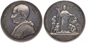 Italien Vatikan
Leo XIII. 1878 - 1903 Ag - Medaille 1881 AN VI auf die verbesserte Ausstattung der Scuola di Belle Arti. Brustbild in Mozzetta mit St...
