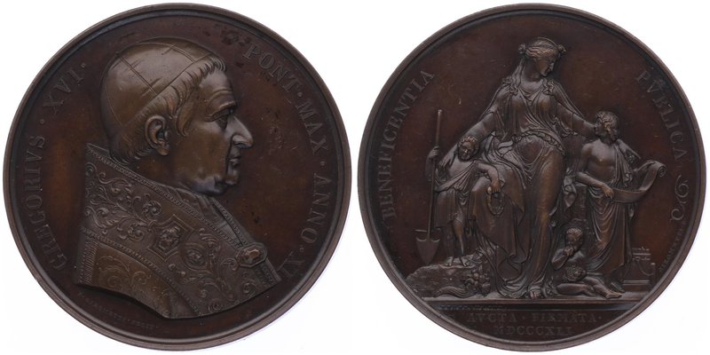 Italien Vatikan
Gregor XVI. 1837 - 1846 Br - Medaille 1841 auf die Wohltätigkei...