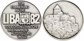 Liechtenstein
 Bronzemedaille 1982 versilbert, auf die 10. Briefmarkenausstellung in Vaduz, Dm 45 mm. 43,08g stgl