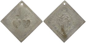 Miscellanea
 Br - Medaille o. J. ( 19 Jh.) als Klippe, Gnadenbild brennendes Herz, Jesus und Maria, gelocht ohne Sig, Dm 33 x 33 mm