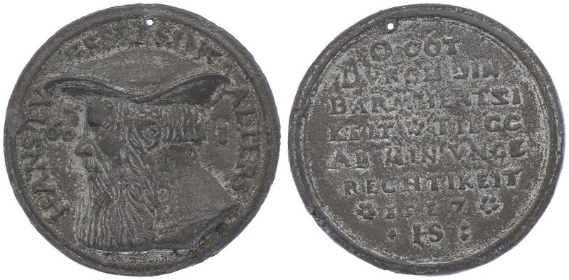 Schweiz Zürich
Hans Füssli 1477 - 1538 Bleimedaille 1537 Züricher Zeugherr, Abs...