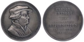 Schweiz Reformation
Ulrich Zwingli 1484 - 1531 Ag - Medaille 1819 auf die III. Säkularfeier der Berner Reformation, von J. Aberli, Signiert Gessner, ...