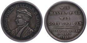 Schweiz Reformation
Berchtold Haller 1492 - 1536 Ag - Medaille 1828 auf das III. Reformationsfest, sig. G, Dm 31,5mm