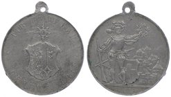Schweiz Genf
 Zinnmedaille 1887 auf das Bundesschiessen, ohne Sig., mit Original Öse, Dm 31 mm. 9,00g vz