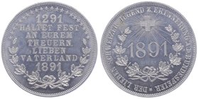 Schweiz Eidgenossenschaft
 Al.- Medaille 1891 zur Erinnerung an die Bundesfeier der Lieben Schweizer Jugend, ohne Signatur. 6,14g f.stgl