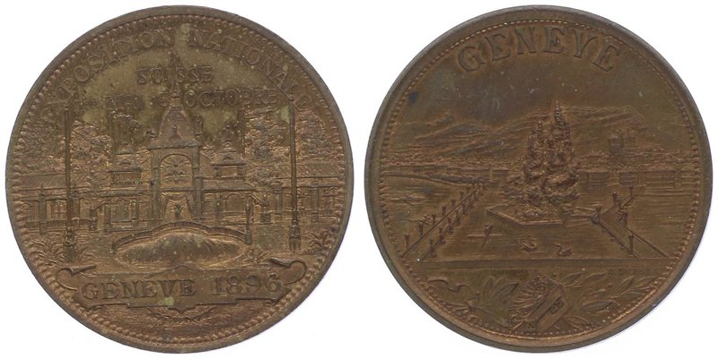 Schweiz Genf
 Br - Medaille 1896 auf die Internationale Messe in Genf, von C. D...