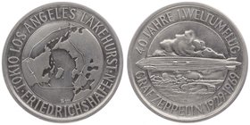 Schweiz Eidgenossenschaft
 Ag - Medaille 1969 40 Jahre I. Weltumflug von Graf Zeppelin, mattiert, Dm 34 mm. 15,03g. Kai 639 vz/stgl