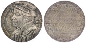 Schweiz Reformation
Ulrich Zwingli 1484 - 1531 Ag - Medaille 1969 auf die 450 Jahr Reformations, Sign. M.L., Dm 34mm. 19,98g. Dietrich 69-24 stgl