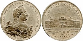 Maria Theresia 1740 - 1780
 Zinnmedaille 1779 a.d. Bau des Justizpalastes in Brüssel. 11g. 33mm vz/stgl