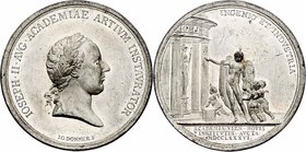 Joseph II. als Alleinregent 1780 - 1790
 Zinnmedaille 1786 a.d. Erweiterung der Akademie in Wien. 26,76g. 46mm, Slg. Montenuovo 2168 vz