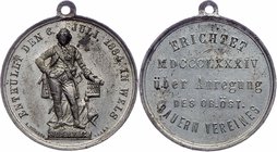 Franz Joseph I. 1848 - 1916
 Zinnmedaille 1884 mit Öse, zur Erinnerung an das Denkmal für Josef II. in Wels. 8,50g. 33mm ss