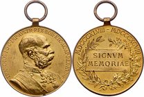 Franz Joseph I. 1848 - 1916
 Bronzemedaille 1898 vergoldet mit Öse, SIGNUM MEMORIAE - 1848 - 1898. 21,40g. 34mm vz