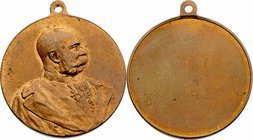 Franz Joseph I. 1848 - 1916
 Bronzemedaille 1848-1916 einseitige Probeprägung an Öse. 11,20g. 29,5mm vz/stgl