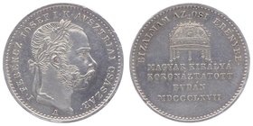 Franz Joseph I. 1848 - 1916
 Krönungs - Jeton 1867 A auf die Krönung zum ungarischen König in Budapest, Dm 21 mm. Wien. 3,28g. Fr. II. 6. b. kleiner ...