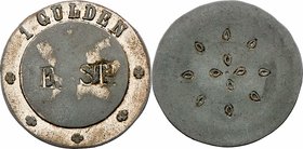 Franz Joseph I. 1848 - 1916
 Bleimedaille o. J. (um 1880) im Wert 1 Gulden, Offizierscasino für Offiziere. 9,20g. 37mm vz