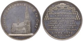 Ag - Medaille 1924 von Zimpel, a.d. Maria Empfägnis Dom in Linz. Linz. 19,32g vz