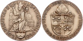 Bronzemedaille 1946 versilbert, Innsbruck/Tirol, an Josef Weingartner Probst 1885-1957, o.Sig. 88,3g. 60mm stgl